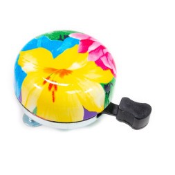 Велозвонок Nuvo NH-B613SS-T18, цветы, механический, диаметр 55 мм, стальной, розово-зелено-голубой