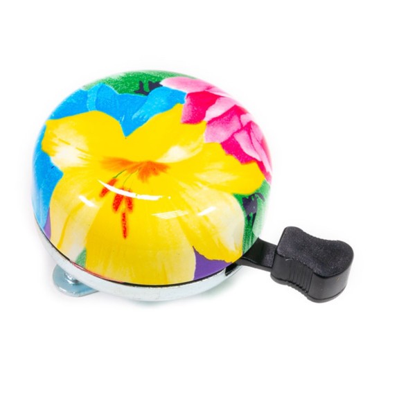 Велозвонок Nuvo NH-B613SS-T18, цветы, механический, диаметр 55 мм, стальной, розово-зелено-голубой