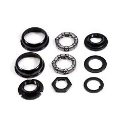 Каретка для односоставных шатунов Shunfeng SF-BB16, 9 деталей, подшипник 5/16&amp;quot;х7-2шт, чашка 43.1 мм-2шт; конус левый 3/4&amp;quot;х24T-LH, правый 13/16&amp;quot;х24T, шайба-2 шт, гайка, Black