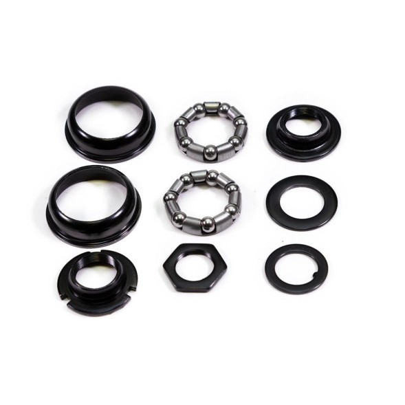 Каретка для односоставных шатунов Shunfeng SF-BB16, 9 деталей, подшипник 5/16&amp;quot;х7-2шт, чашка 43.1 мм-2шт; конус левый 3/4&amp;quot;х24T-LH, правый 13/16&amp;quot;х24T, шайба-2 шт, гайка, Black