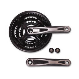 Система шатунов велосипедная 26" D-EDх3, алюминий/сталь, 28/38/48T, 170 мм, SQR, с защитой, черный, фрезерованный