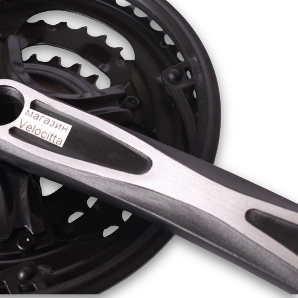 Система шатунов велосипедная 26&amp;quot; D-EDх3, алюминий/сталь, 28/38/48T, 170 мм, SQR, с защитой, черный, фрезерованный