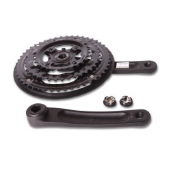 Система шатунов велосипедная 26" D-EDх3, алюминий/сталь, 28/38/48T, 170 мм, SQR, с защитой, черный, фрезерованный