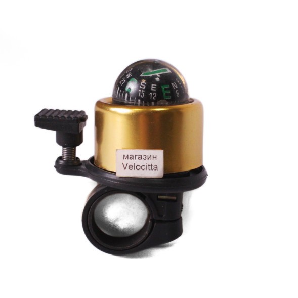 Звонок Joy Kie FL-901, диаметр 40 мм, с компасом, алюминий\пластик, золотистый