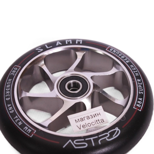 Колесо для трюкового самоката Slamm Scooters Astro, с подшипником Abec 9, алюминий, 110 мм, 88A, хром