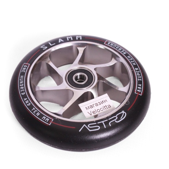 Колесо для трюкового самоката Slamm Scooters Astro, с подшипником Abec 9, алюминий, 110 мм, 88A, хром