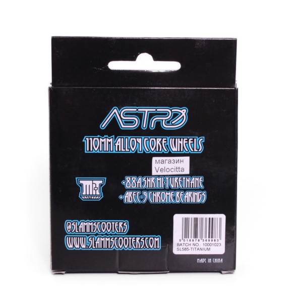 Колесо для трюкового самоката Slamm Scooters Astro, с подшипником Abec 9, алюминий, 110 мм, 88A, хром