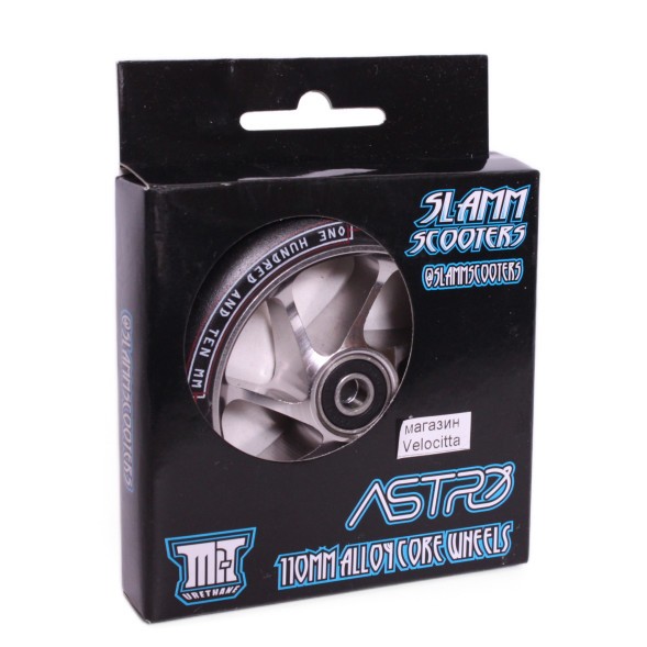 Колесо для трюкового самоката Slamm Scooters Astro, с подшипником Abec 9, алюминий, 110 мм, 88A, хром