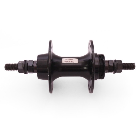 Втулка велосипедная WZ-A207R 1S black, задняя, BMX, алюмин., под трещотку, на гайках, 48H, ось 3/8&amp;quot;x114x175 мм, б/уп.