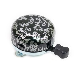 Звонок велосипедный Nuvo NH-B613SS-T19, цветы, механический, Ø 55 мм, стальной, черно-серебристый
