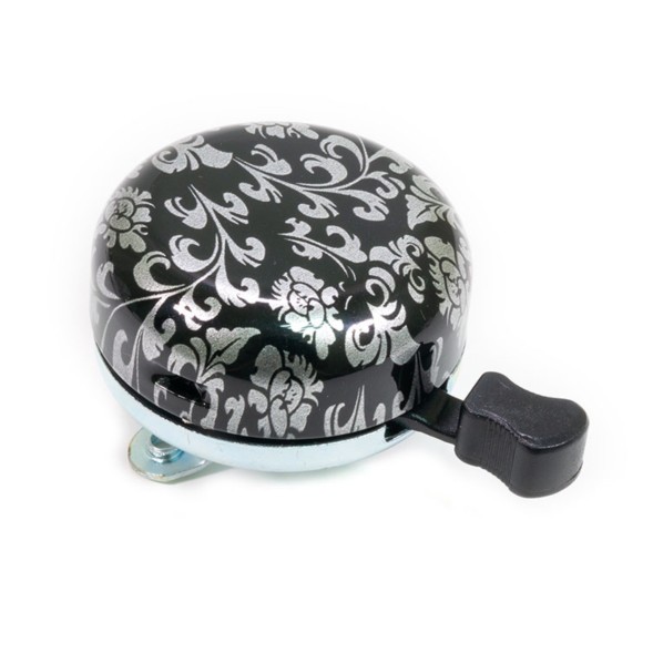 Звонок велосипедный Nuvo NH-B613SS-T19, цветы, механический, Ø 55 мм, стальной, черно-серебристый