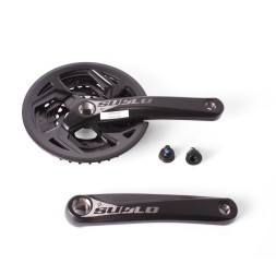 Система велосипедная Prowheel SUOLO-901P, шатун 170 мм, 40/30/22T, SQR, резьба 9/16, с болтами, алюминий, Chainline: 50, съемные звезды 96/64 мм, Fat, черный