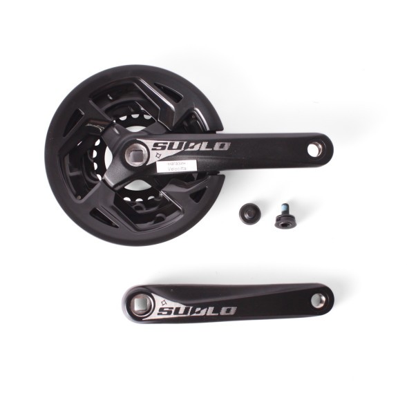 Система велосипедная Prowheel SUOLO-901P, шатун 170 мм, 40/30/22T, SQR, резьба 9/16, с болтами, алюминий, Chainline: 50, съемные звезды 96/64 мм, Fat, черный