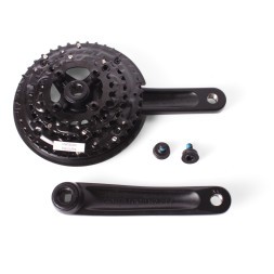 Система велосипедная Prowheel SUOLO-901P, шатун 170 мм, 40/30/22T, SQR, резьба 9/16, с болтами, алюминий, Chainline: 50, съемные звезды 96/64 мм, Fat, черный