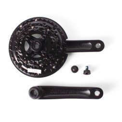 Система велосипедная Prowheel SUOLO-901P, шатун 170 мм, 40/30/22T, SQR, резьба 9/16, с болтами, алюминий, Chainline: 50, съемные звезды 96/64 мм, Fat, черный