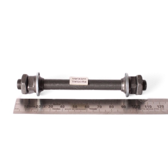 Велосипедная ось переднего колеса Shunfeng, 3/8&amp;quot;x108 мм, черная, под эксцентрик, конуса с пыльниками