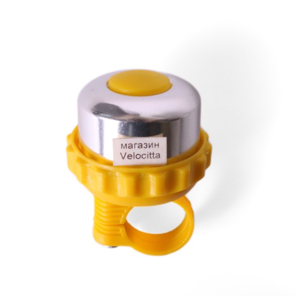 Звонок Joy Kie, шестерёнка, AL/пл, диаметр 48 мм, желтый