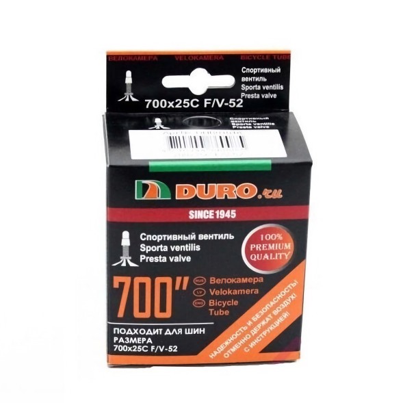 Велокамера Duro 700x25C (25x622), Presta F/V-52 мм, бутил