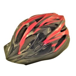 Велошлем XS-607, взрослый, регулировка обхвата, с козырьком, M/L, черный/красный