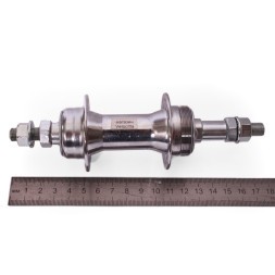 Втулка задняя 16 R silver, сталь, под V-брейк, под трещотку, на гайках, 36 отверстий, ось 3/8"х135x175 мм, торг. уп.