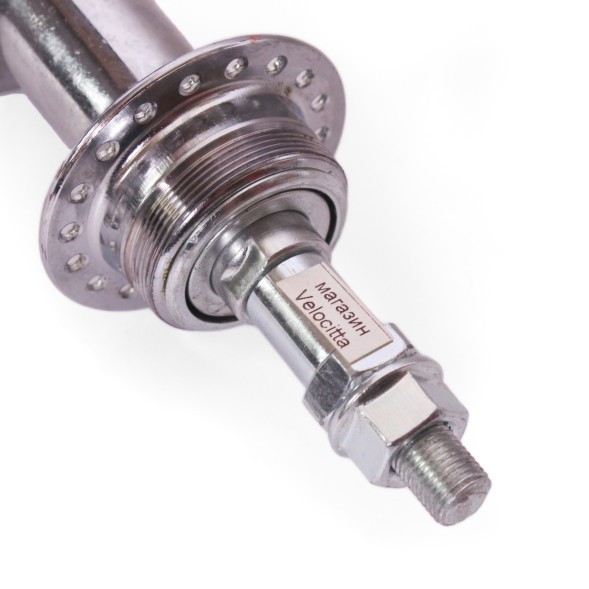 Втулка задняя 16 R silver, сталь, под V-брейк, под трещотку, на гайках, 36 отверстий, ось 3/8&amp;quot;х135x175 мм, торг. уп.