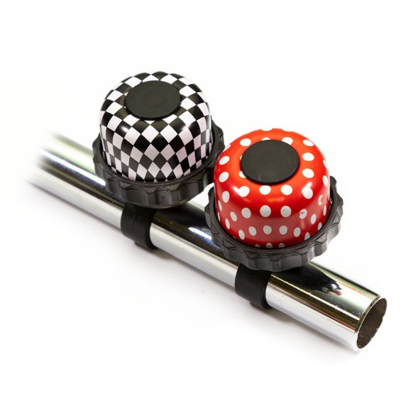 Велозвонок BL-TX-5-36-WHR, &amp;quot;шестерёнка&amp;quot;/&amp;quot;горошек&amp;quot;, механический, Ø 48 мм, ALU/пластик, бело-красно-черный