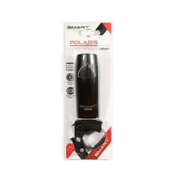 Фара Smart Polaris BL184WW-06, передняя, 1 Cree диод 0.5 W, 2 режима, крепеж руль 22.4-31.8 мм, батарейки в комплекте, блистер