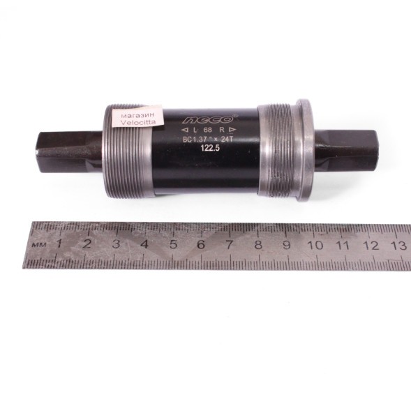 Каретка велосипедная Neco B910P-1225, 68 мм, 122.5 мм, SQR, на промподшипниках, стальные чашки