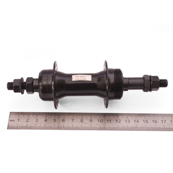 Веловтулка задняя 16 R black, сталь, ось 3/8&amp;quot;х135x175 мм, под V-br, под трещотку, на гайках, 36 отверстий, box