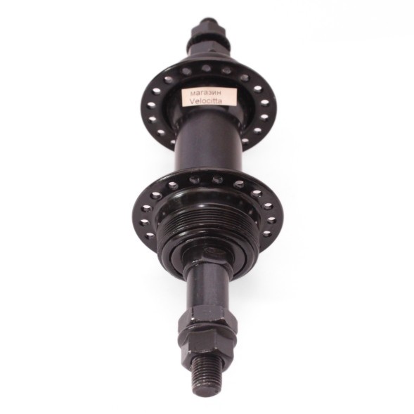 Веловтулка задняя 16 R black, сталь, ось 3/8&amp;quot;х135x175 мм, под V-br, под трещотку, на гайках, 36 отверстий, box