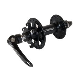 Втулка передняя Quanta Cyclocross KT-XA2F, ALU, jcсь 9х100х108мм, под диск 6 болтов, на эксцентрике, 32H, с промподшипниками, Black