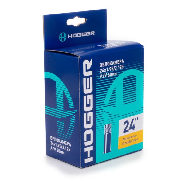 Велокамера Hogger 24&amp;quot;x 1.95/2.125, AV-60 мм, бутиловая, инд. упак.