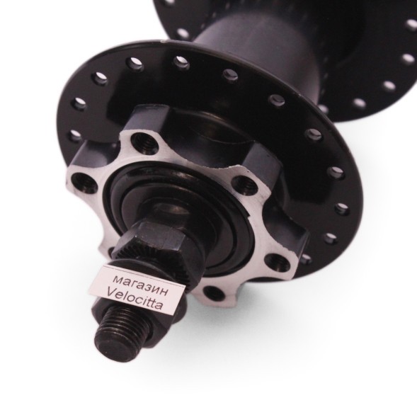 Втулка задняя 44 R black, стальная, ось 3/8&amp;quot;х135x175 мм, под диск, под трещотку, на гайках, 36 отверстий, торг. уп.