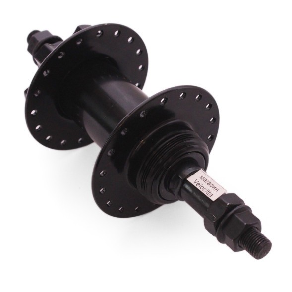 Втулка задняя 44 R black, стальная, ось 3/8&amp;quot;х135x175 мм, под диск, под трещотку, на гайках, 36 отверстий, торг. уп.