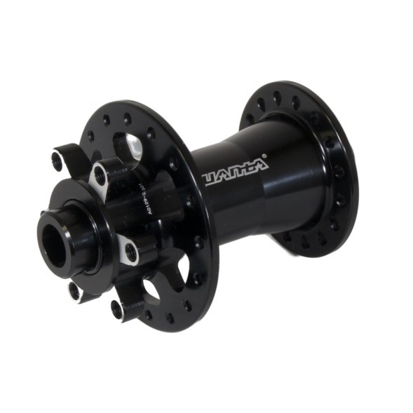 Веловтулка передняя Quanta Freeride/Downhil KT-XF1F-12, под полую ось 12х100 мм, алюминиевая, под Disk 6 болтов, без эксцентрика, 32H, промподшипники, Black