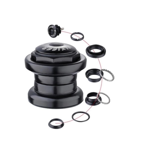 Рулевая велонабор Mixieer QLP-18(BK), 1-1/8&amp;quot;-1.5&amp;quot;, безрезьбовая, EC 34/28.6 EC 34/30, подшипники 5/32&amp;quot;x20- 2шт, с якорем, высота 27 мм, черный