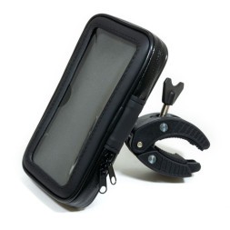 Держатель-чехол смартфона Trix PHTX001BK, 85x145 мм, крепление на руль, закрытый, с силиконовой вставкой для экрана, черный