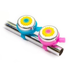 Велосипедный звонок BL-TX-0-07-SLP "цветок", механический, диаметр 52 мм, алюминий/пластик, cеребристо-розовый