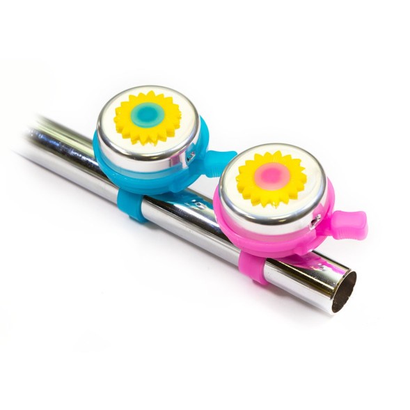 Велосипедный звонок BL-TX-0-07-SLP &amp;quot;цветок&amp;quot;, механический, диаметр 52 мм, алюминий/пластик, cеребристо-розовый