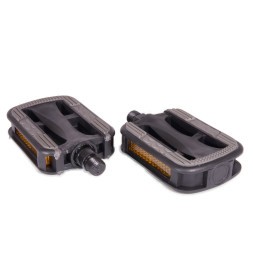 Велопедали City PD-P614-9x16-BK, 110x73 мм, пластиковые с эластомерными накладками, резьба 9/16&amp;quot;, серо-черные