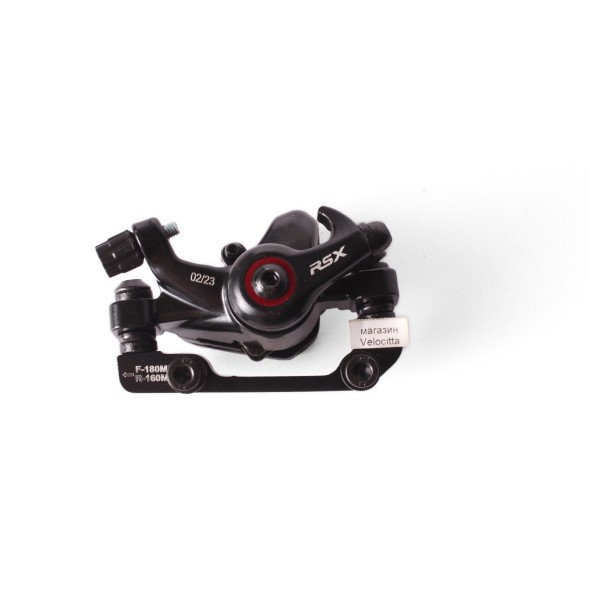 Калипер велосипедный RSX, прямоуг. 160/180 мм, колодки B01S, B03S, B05S, черный