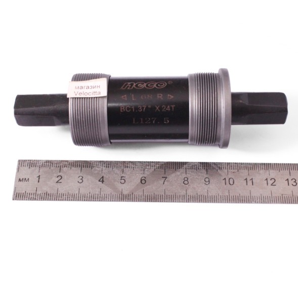 Каретка велосипедная Neco B910P-1275, 68 мм, 127.5 мм, SQR, с пром. подшипниками, стальные чашки