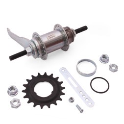 Втулка тормозная FWHB-02A-10G, стальная, на гайках, 36H, 10G, под усиленную спицу, ось 3/8&amp;quot;x110x175 мм, звезда 18T, хромированная