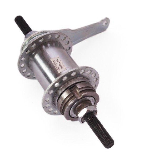 Втулка тормозная FWHB-02A-10G, стальная, на гайках, 36H, 10G, под усиленную спицу, ось 3/8&amp;quot;x110x175 мм, звезда 18T, хромированная