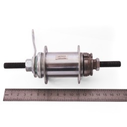 Втулка тормозная FWHB-02A-10G, стальная, на гайках, 36H, 10G, под усиленную спицу, ось 3/8&amp;quot;x110x175 мм, звезда 18T, хромированная