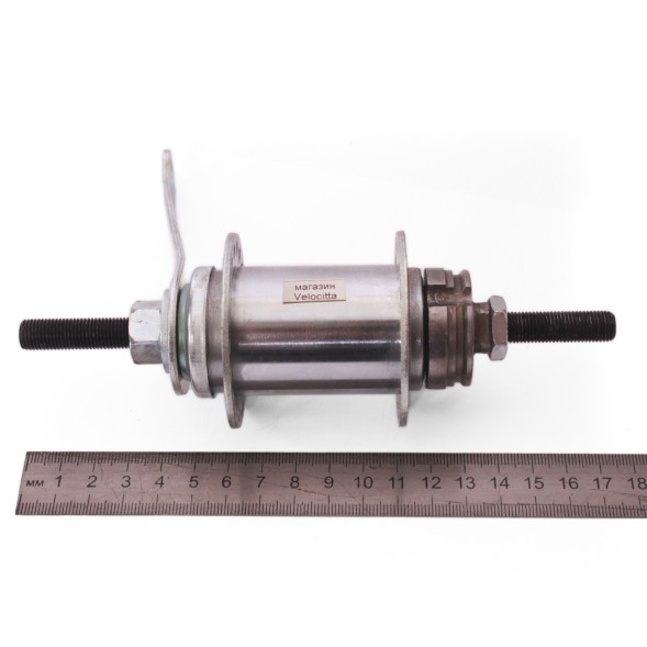 Втулка тормозная FWHB-02A-10G, стальная, на гайках, 36H, 10G, под усиленную спицу, ось 3/8&amp;quot;x110x175 мм, звезда 18T, хромированная