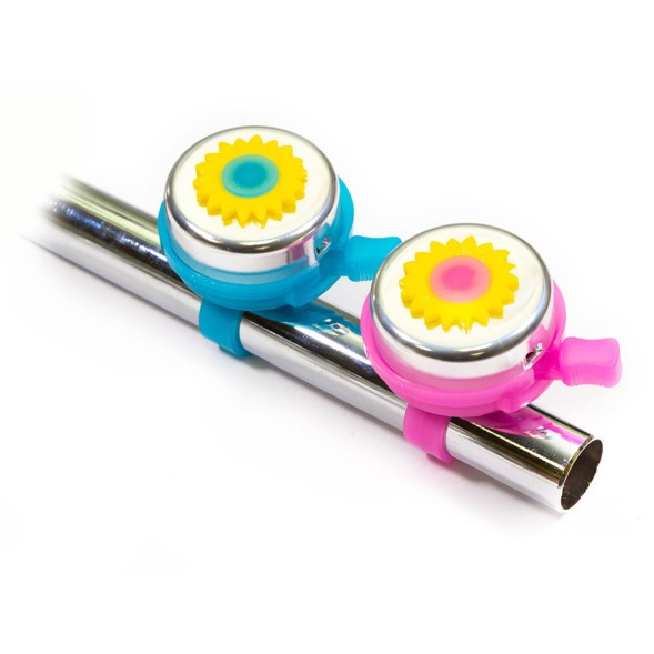 Велозвонок BL-TX-0-10-SLBL &amp;quot;цветок&amp;quot;, механический, Ø 52 мм, алюминий/пластик, cеребристо-синий