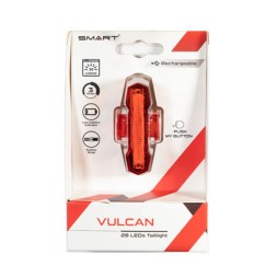 Фонарь задний Smart Vulcan RL-324R-01, 28 диодов 30 lm, 2 режима, подседельный штырь/верхнее перо, Li-Pol аккумулятор, подзардяка mini USB, блистер