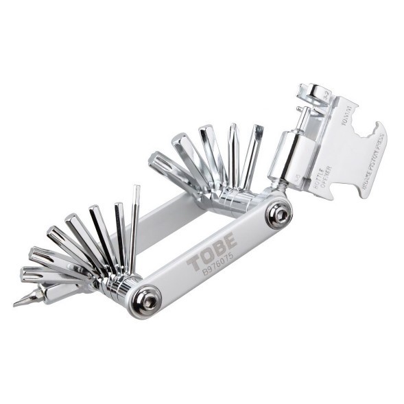 Мультитул велосипедный Tobe 2145, складной 22 предмета, шестигранники 2/2.5/3/4/5/6/8 мм, 4 отвертки, Т25/Т27/Т30/Т40, выжимка цепи, спиц. ключи 3.2 мм/3.5 мм/Mavic 5,65 мм пресс для тормоза, B976075-SI