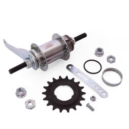 Втулка тормозная FWHB-02A-14G, стальная, на гайках, 36 отверстий 14G, ось 3/8&amp;quot;x110x175 мм, звезда 18T, хромированная